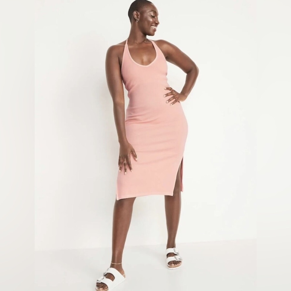 Old Navy Fitted Ribbed Knit Halter MIDI Dress NWT Size XXL